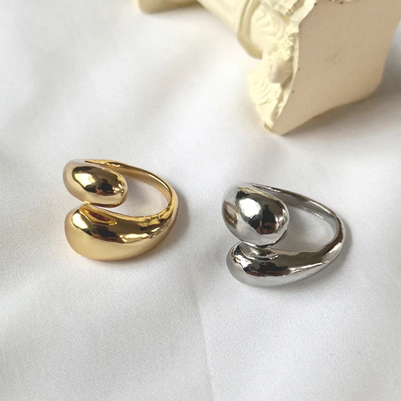 Copper Punk Chunky Open Adjustable Dome Teardrop Wide Bold Smooth Ring Unisex