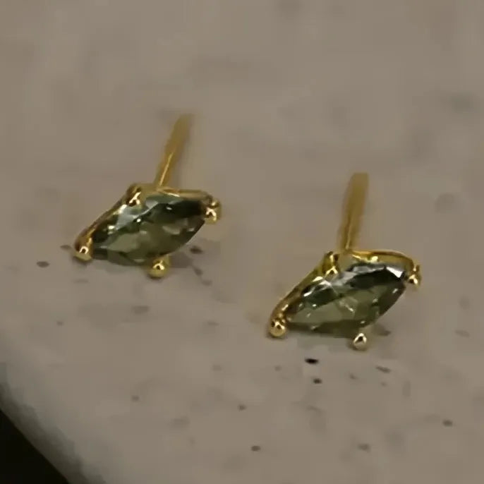 Marquise Cut Green Cubic Zirconia Copper Alloy Stud Earrings for Wedding Jewelry