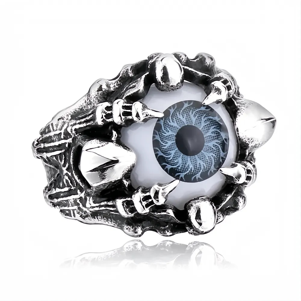 Men's Stainless Steel Gothic Dragon Claw Demon Eye Ring Punk Hip Hop Jewelry Gift