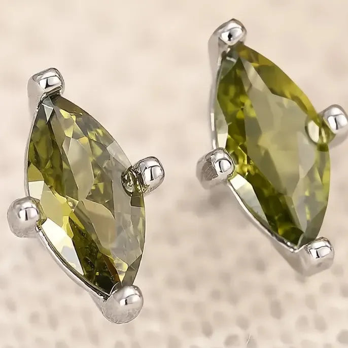 Marquise Cut Green Cubic Zirconia Copper Alloy Stud Earrings for Wedding Jewelry
