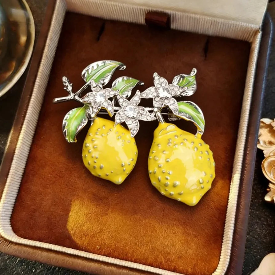 Luxury Lemon Fruit Classic Brooch for Men and Women Stylish Accessory