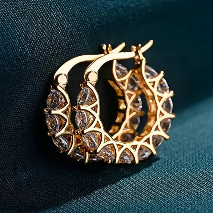 Women’s Geometric Hoop Earrings with Cubic Zirconia for Daily & Wedding