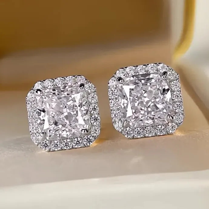 Elegant Women’s Geometric Copper Alloy Cubic Zirconia Stud Earrings