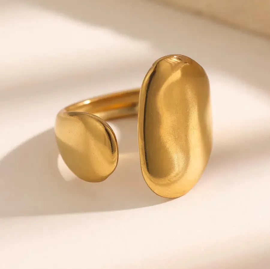 Retro Stainless Steel Irregular Geometric Cocktail Ring for Women Punk Jewelry Gift