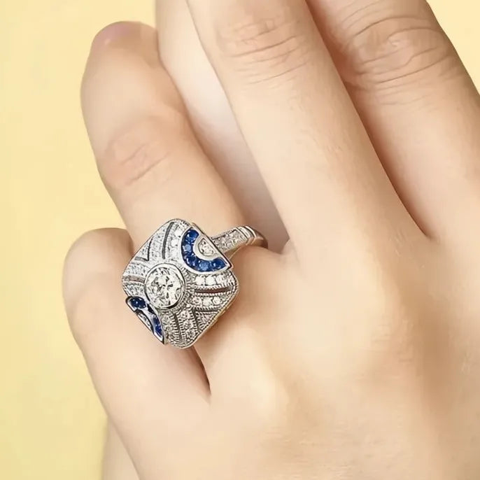 Brass Geometric Cubic Zirconia Wedding Band Ring for Women Jewelry