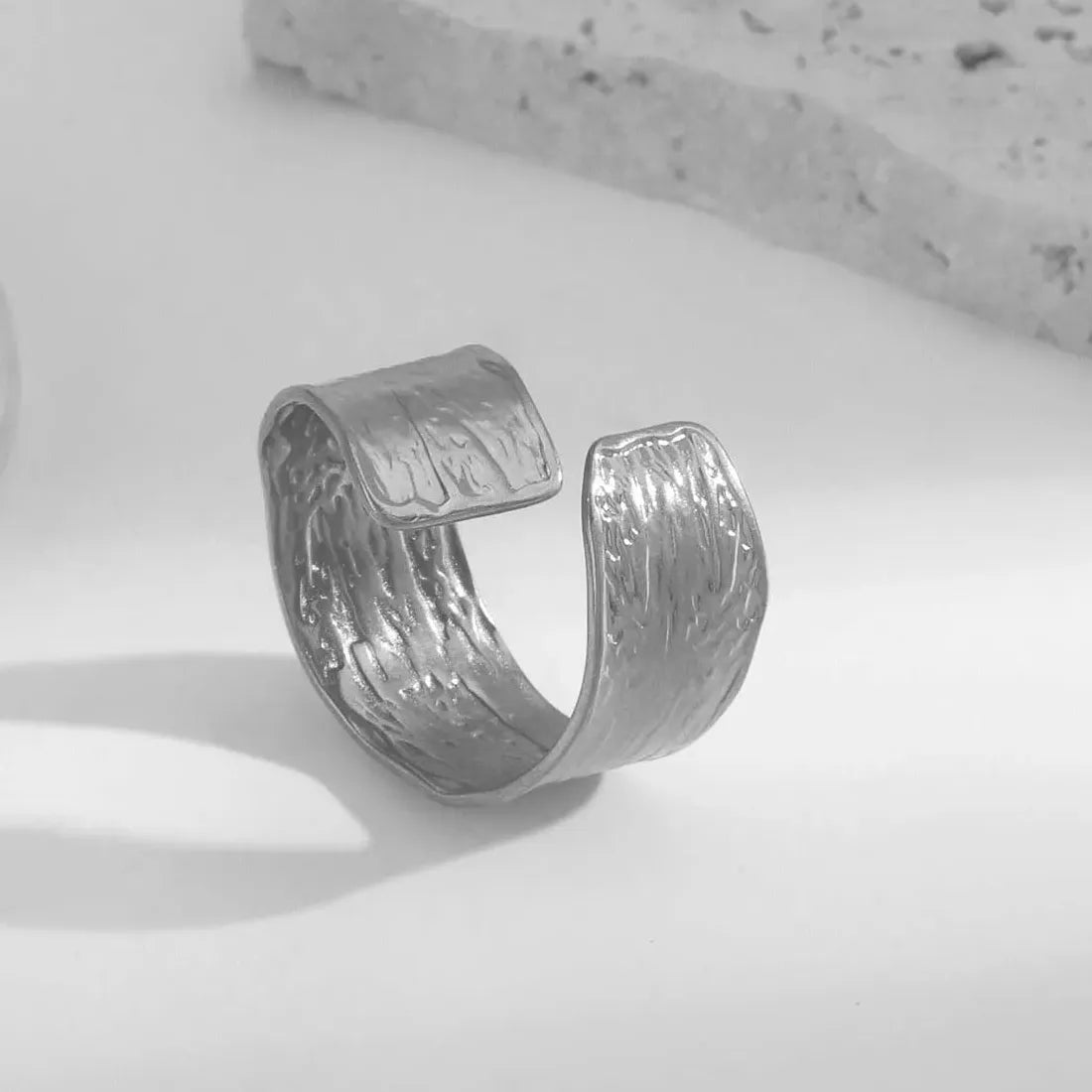 Stainless Steel Geometric Wide Cross Cocktail Ring for Women Men Fashion Jewelry