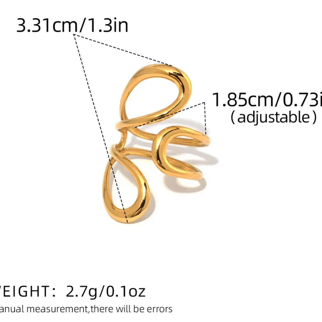 Geometric Gold Plated Stainless Steel Vintage Minimalist Ring for Women