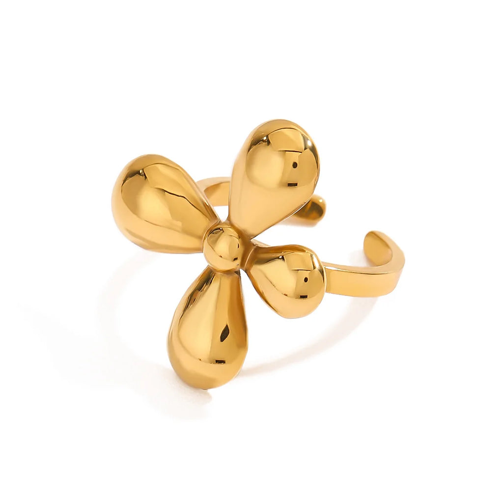 Stainless Steel Chunky Flower Wedding Ring Hypoallergenic Waterproof Petal Jewelry