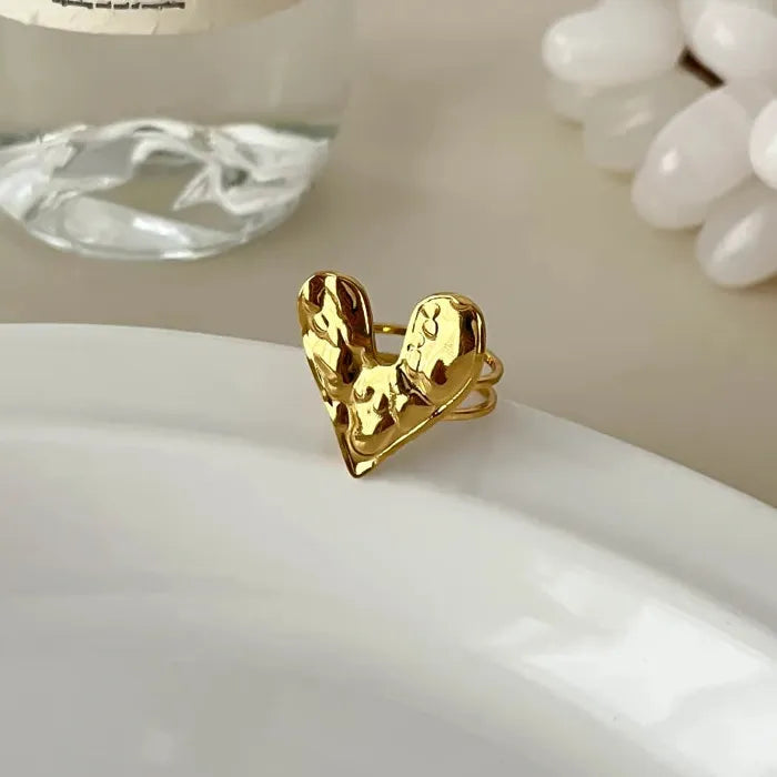 Adjustable Stainless Steel Butterfly Heart Geometric Open Ring for Women Jewelry