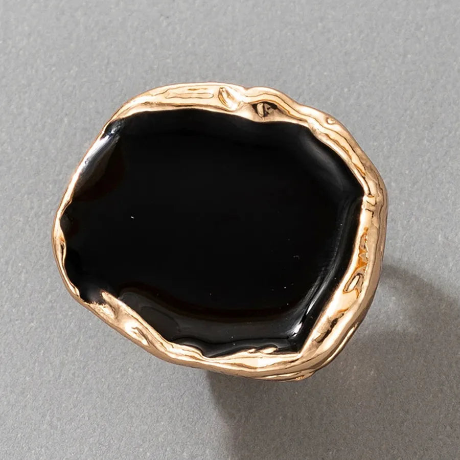 Vintage Black Enamel Earrings & Rings Set Zinc Alloy Punk Unisex Jewelry