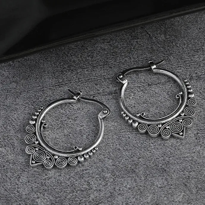 Vintage Hypoallergenic Zinc Alloy Needle Hoop Earrings Boho Jewelry for Men Women