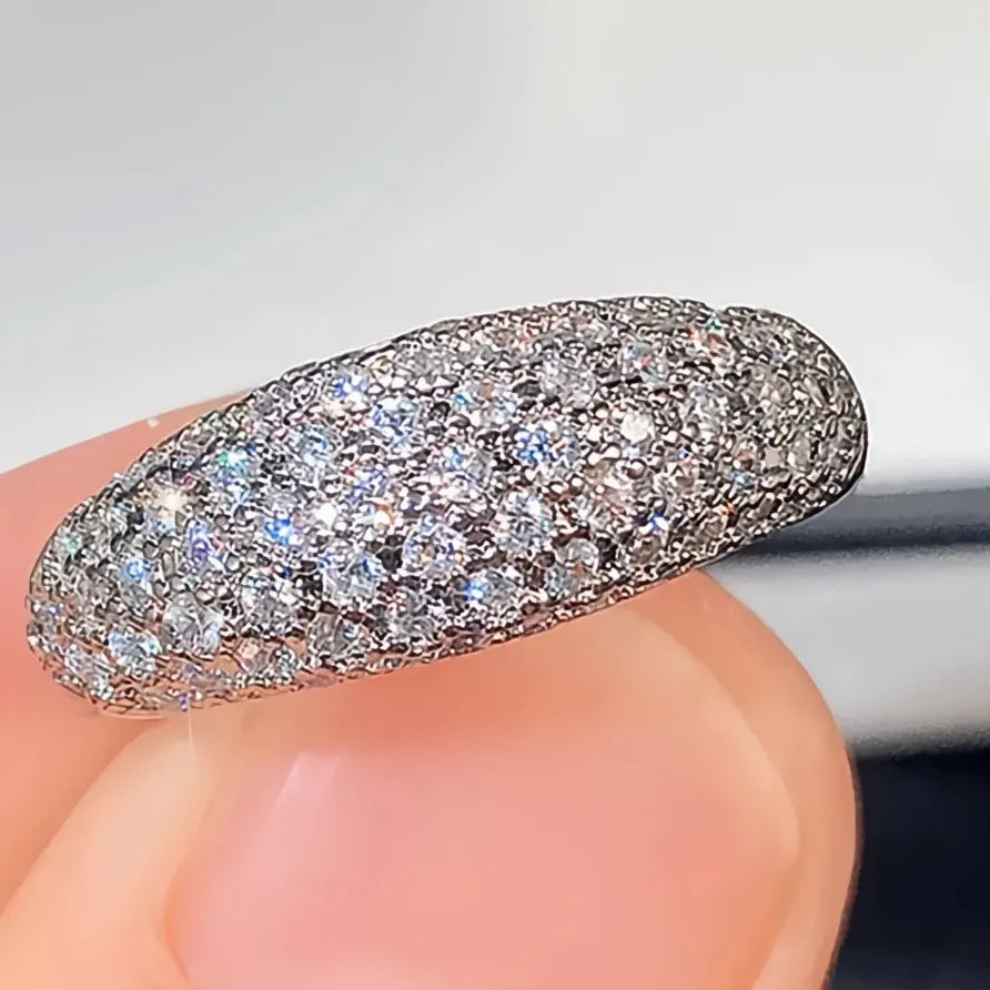 Geometric Women’s CZ Wedding Band Sparkling Luxury Party Ring