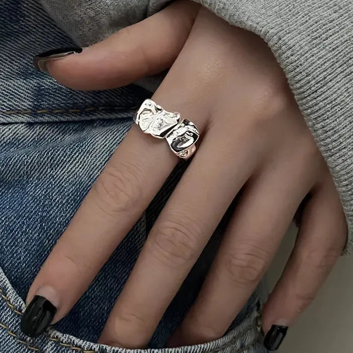 Elegant Silver Heart Ring for Women Girls Korea Fashion Jewelry Romantic Gift