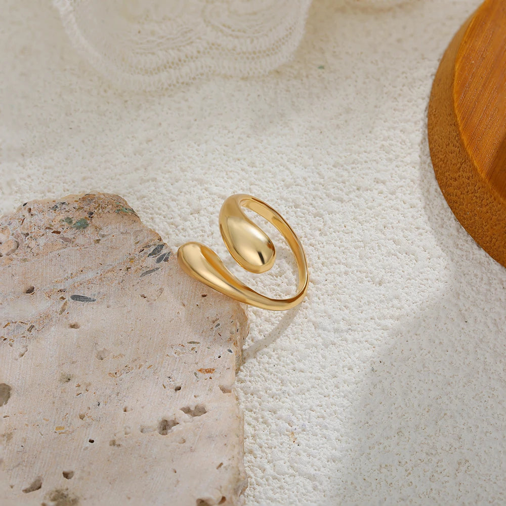 18K Gold Plated Geometric Zircon Chunky Dome Wide Knuckle Ring for Women