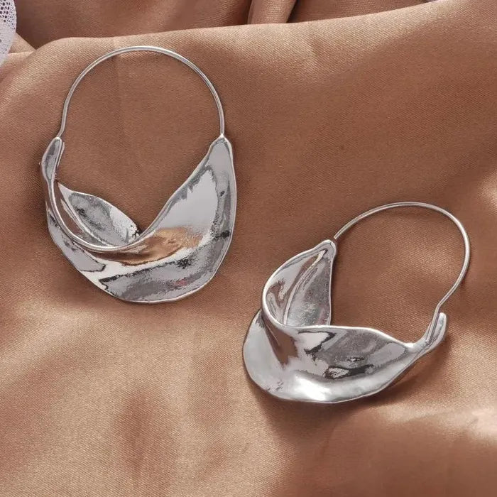 Metal Pleated Geometric Drop Earrings Retro Gold Zinc Alloy Women’s Jewelry