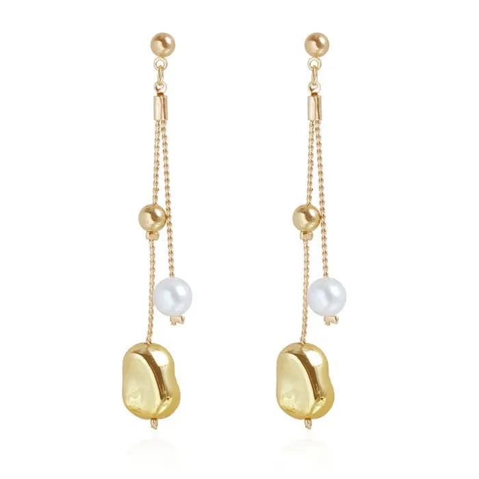 Zinc Alloy Irregular Bean Bead Necklace Bracelet Earrings Set for Women