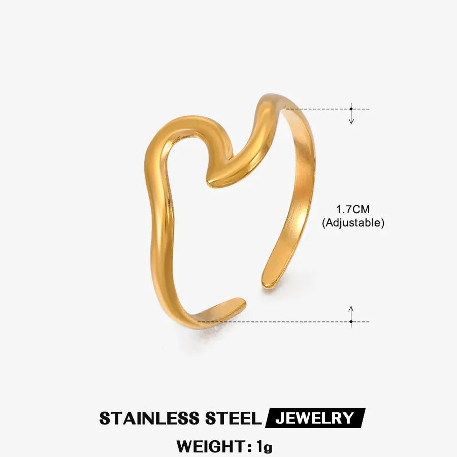 18K Gold Plated Stainless Steel Women's Vintage Geometric Cocktail Ring Jewelry