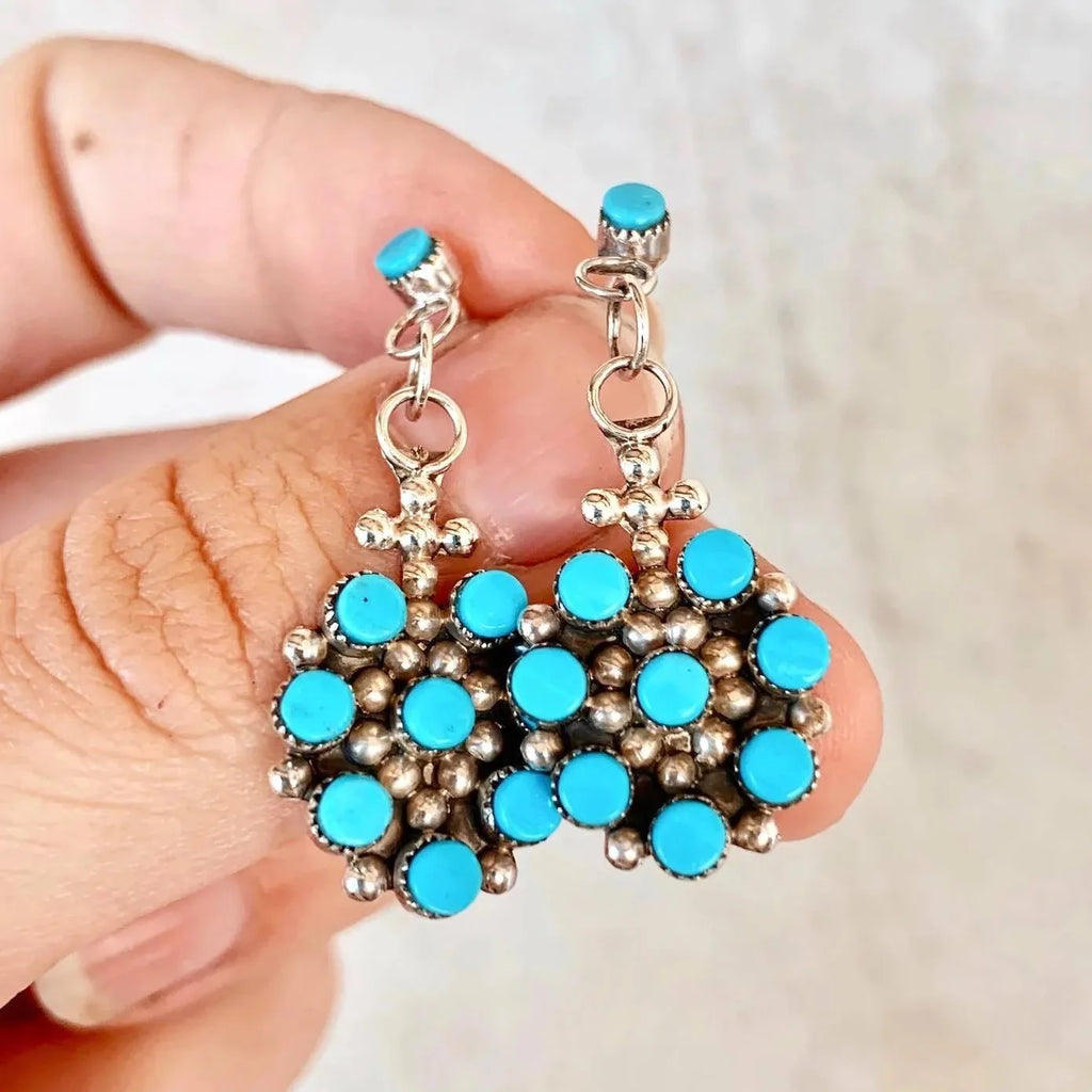 Vintage Turquoise Metal Snowflake Earrings Bohemian Jewelry Gift Women
