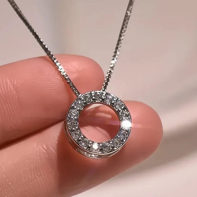 Trendy Geometric Cubic Zirconia Necklace Copper Alloy Clavicle Chain Women