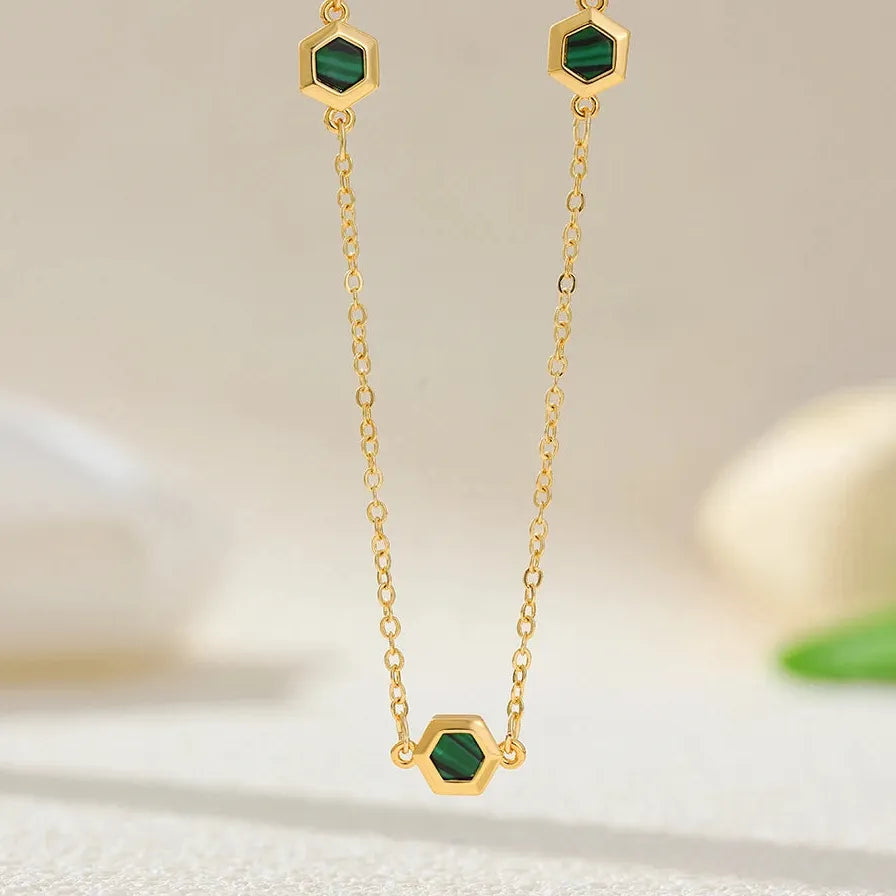 2026 Natural Stone Turquoise Geometric Stud Earrings 18K Gold Plated Waterproof Jewelry