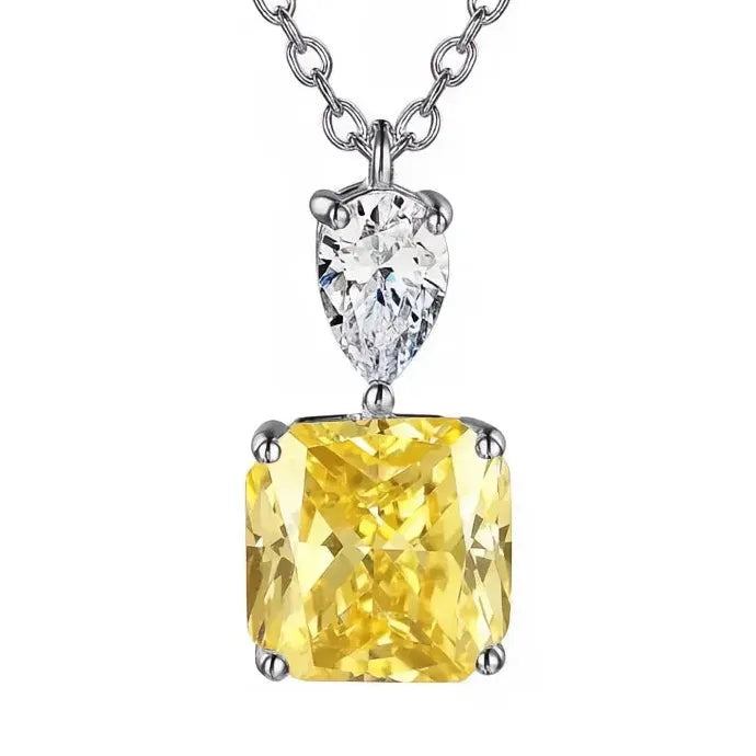 Women Geometric Pendant Necklace Copper Alloy CZ Yellow Pink White Green