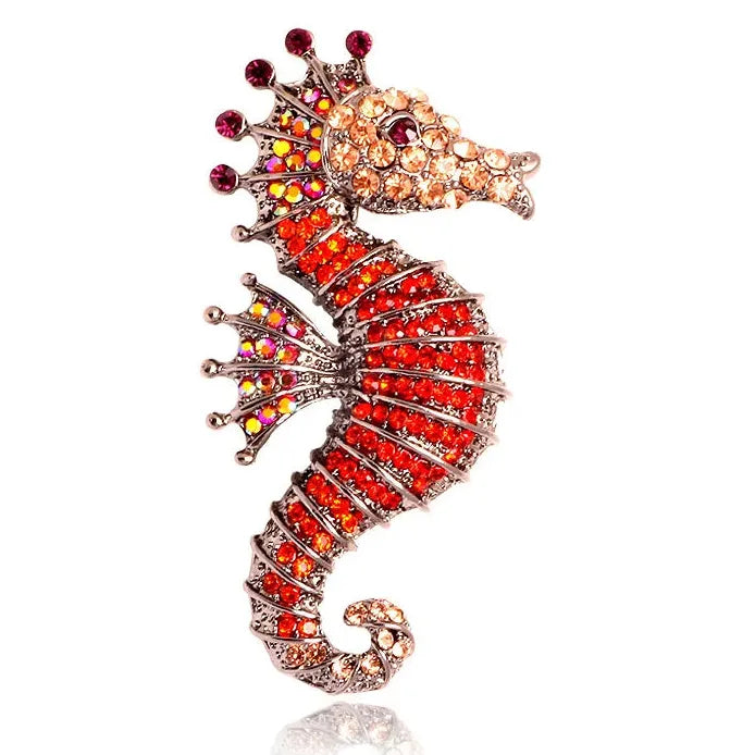 Geometric Rhinestone Seahorse Brooch Pin for Women Stylish Accessory