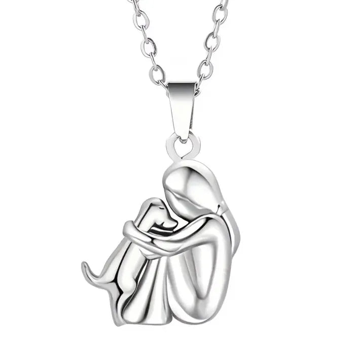 Cute Little Girl Puppy Pendant Necklace for Women Dog Jewelry Zinc Alloy
