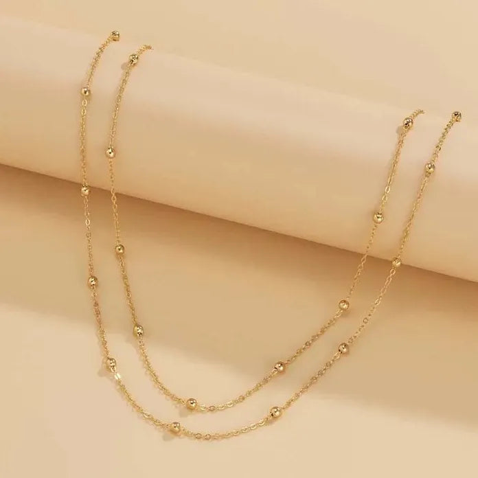 Vintage Silver Round Bead Multi-Layered Pendant Necklace for Women 2024