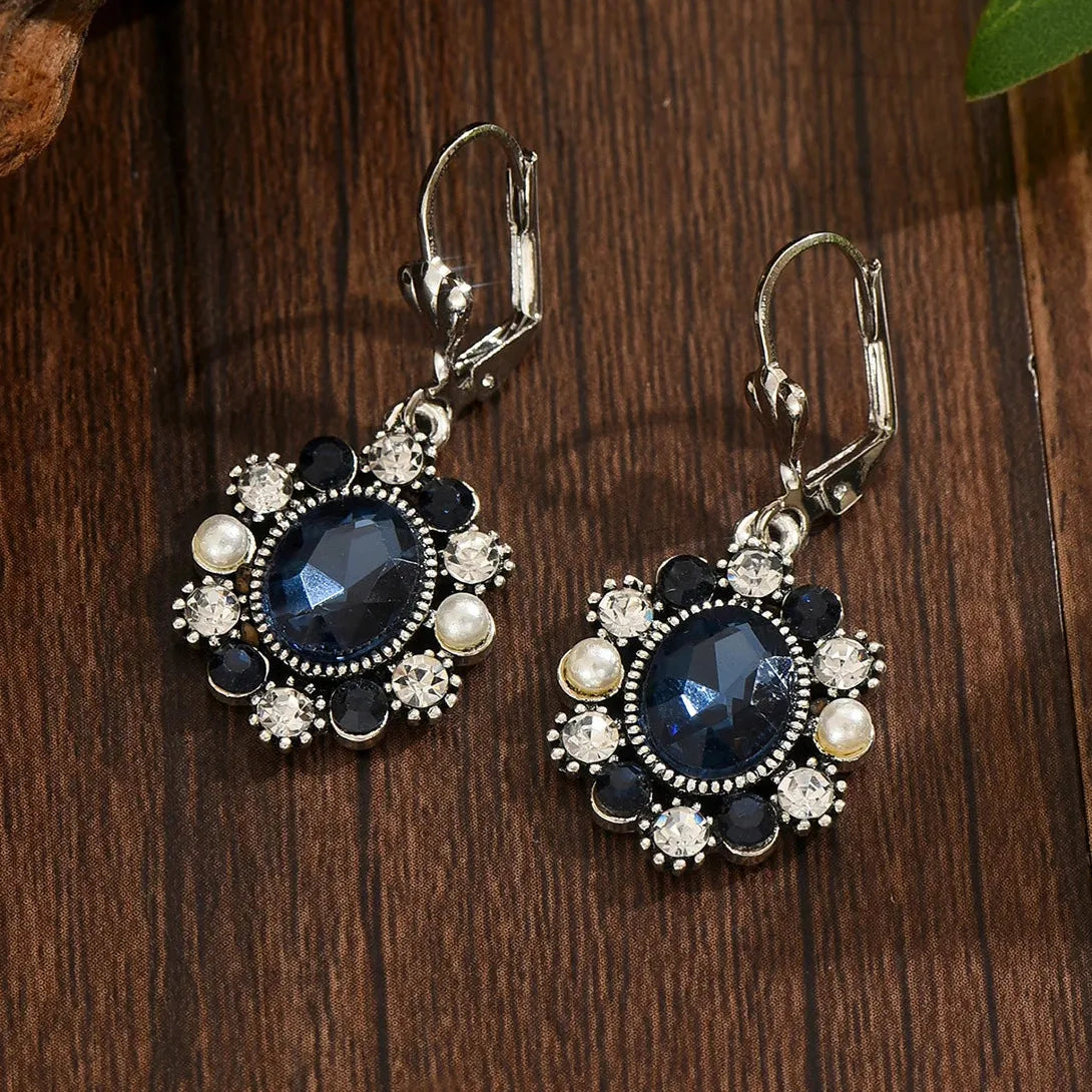 Elegant Imitation Crystal Geometric Drop Earrings Copper Metal Women's Jewelry Gift