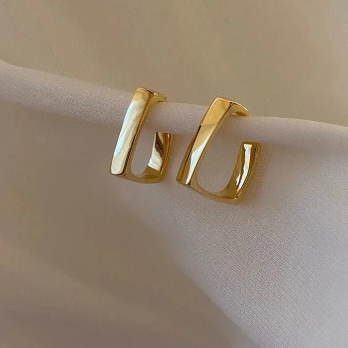 French Retro Enamel Gold Hoop Earrings 2025 Geometric Drop Jewelry Women