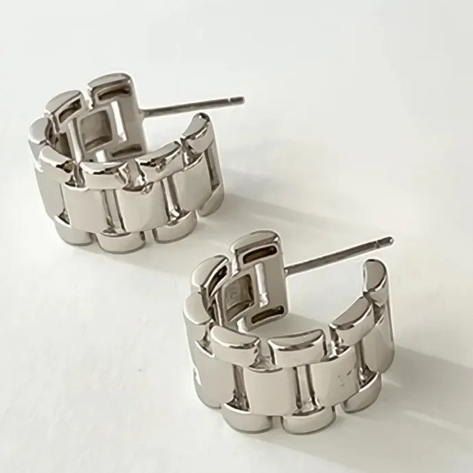 Geometric Metal Hoop Earrings for Women Brass Fashion Jewelry Daily Wear