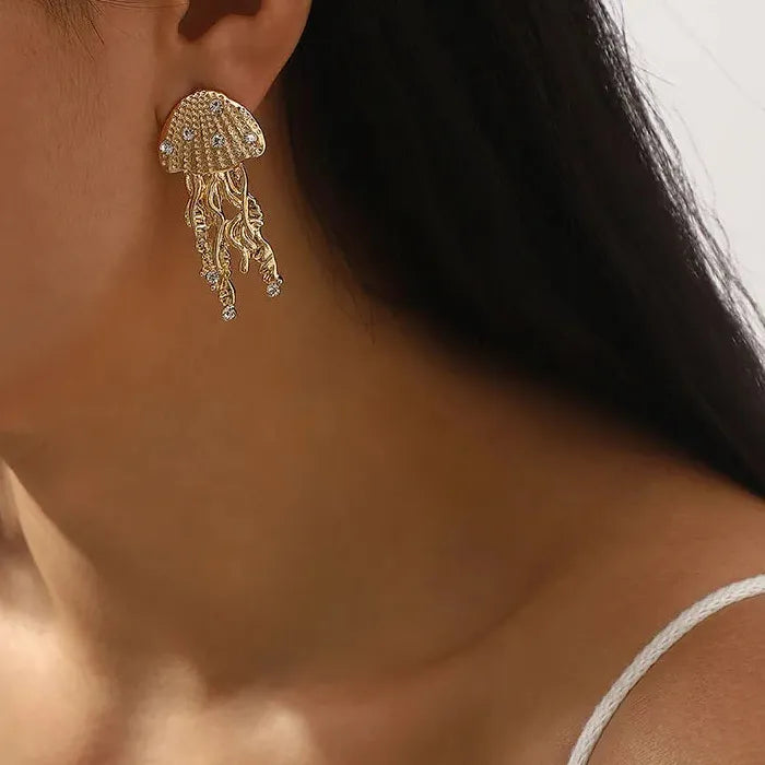 Jellyfish Drop Earrings Copper Alloy Beach Party Jewelry for Women