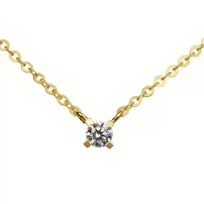 Elegant Women’s Minimalist Gold Cubic Zirconia Pendant Necklace Jewelry