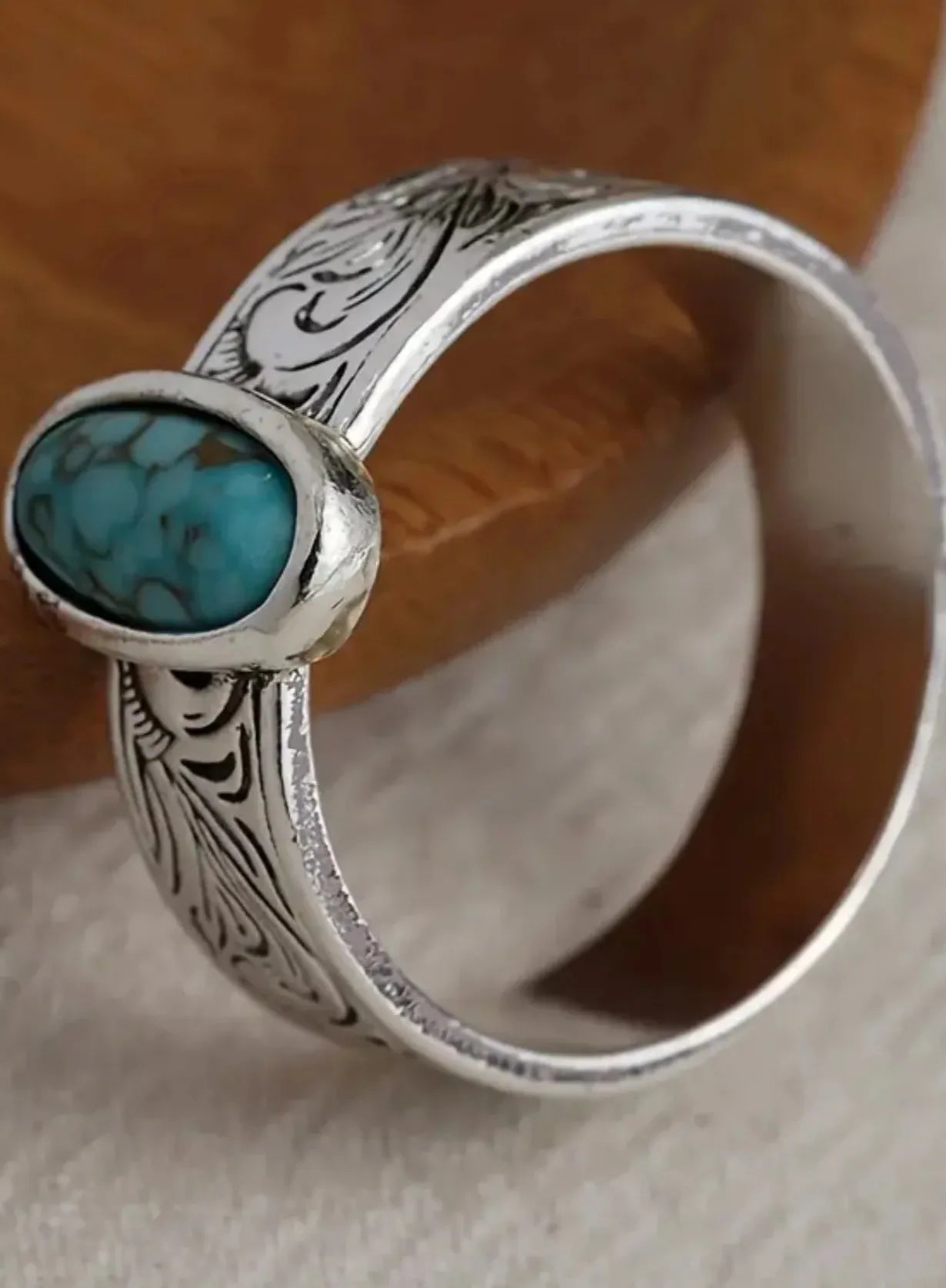 Imitation Turquoise Zinc Alloy Ring for Women Boho Style Daily Party Jewelry