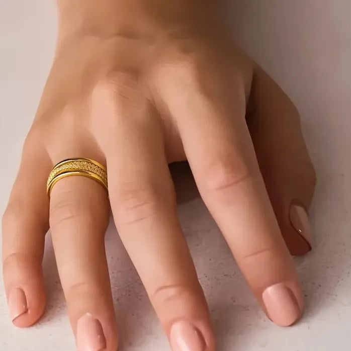 Stylish 3Pc Cross Ring Set for Women Silver Gold Brass Zirconia Jewelry