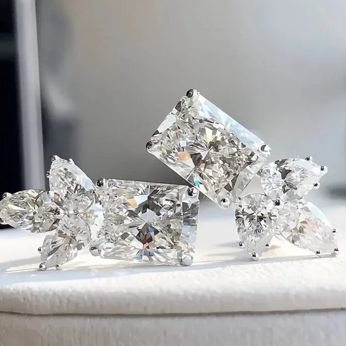 Charming Geometric Cubic Zirconia Stud Earrings for Women Copper Alloy Fashion Jewelry