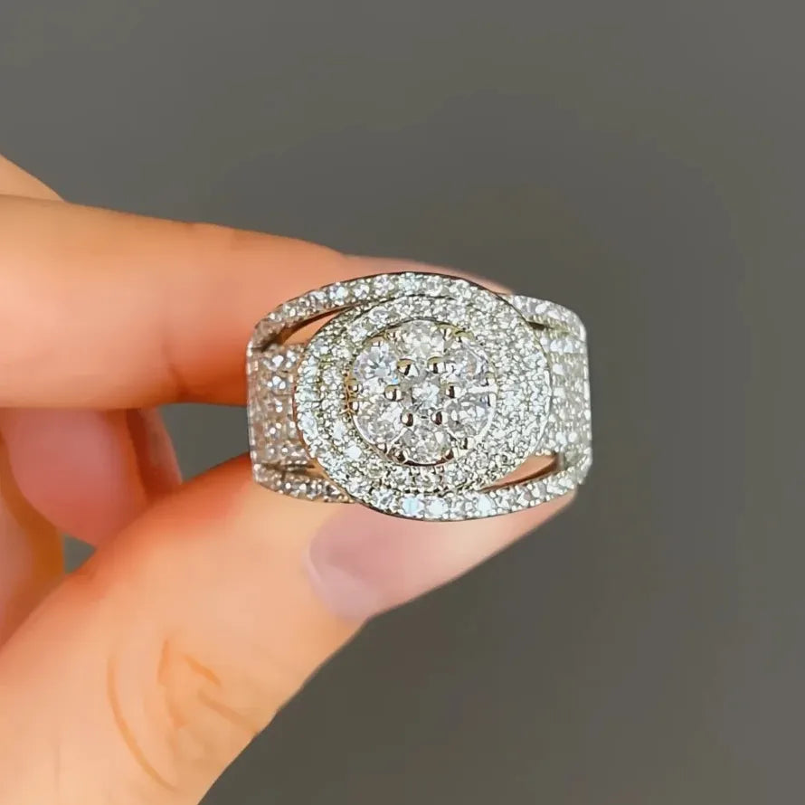 2023 Women’s Geometric Wedding Ring Full Bling Brass AAA Cubic Zirconia