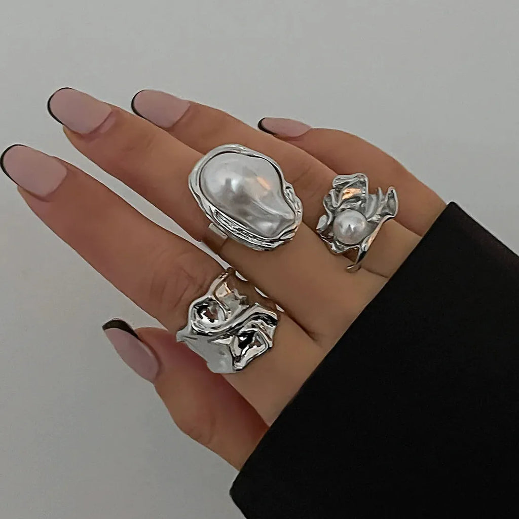 12Pcs Women’s Retro Irregular Geometric Adjustable Fashion Rings Set