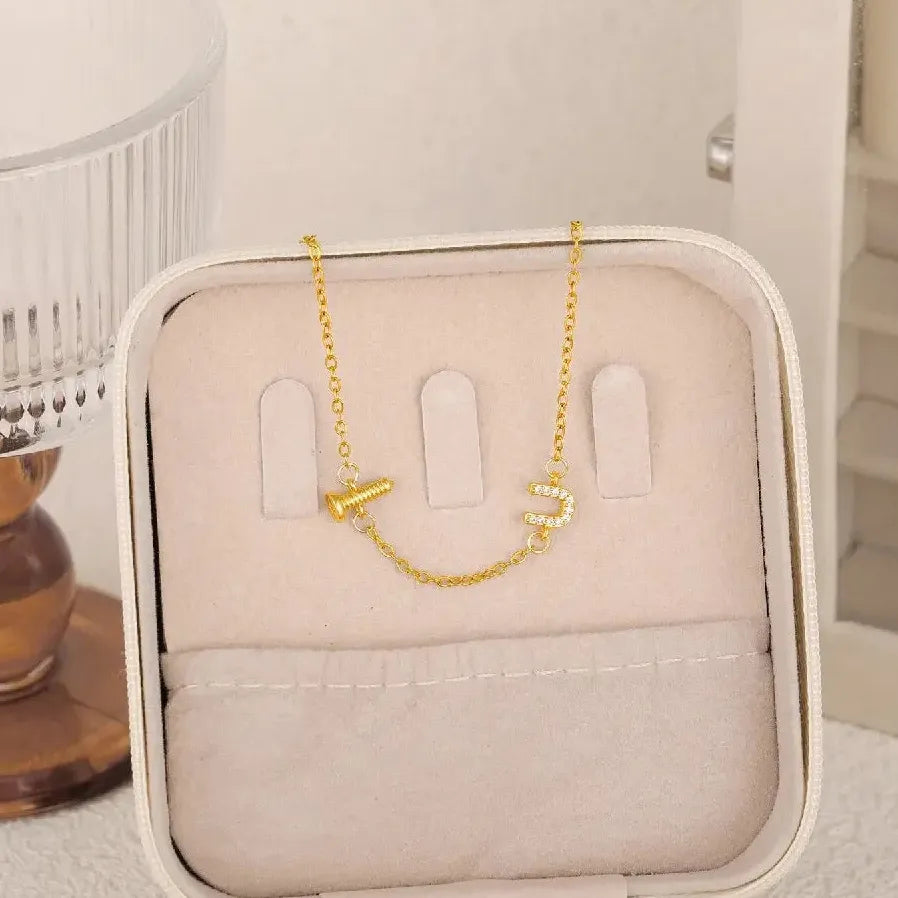 18K Gold Plated Stainless Steel U-Shape Rivet Bracelet Women Adjustable Gift Jewelry