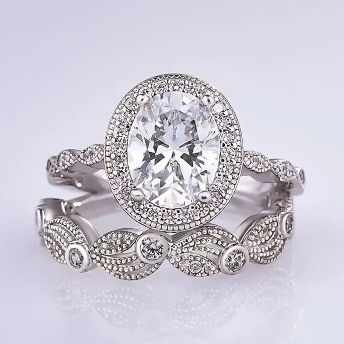 Elegant Cubic Zirconia Bridal Wedding Ring Set in Brass for Women