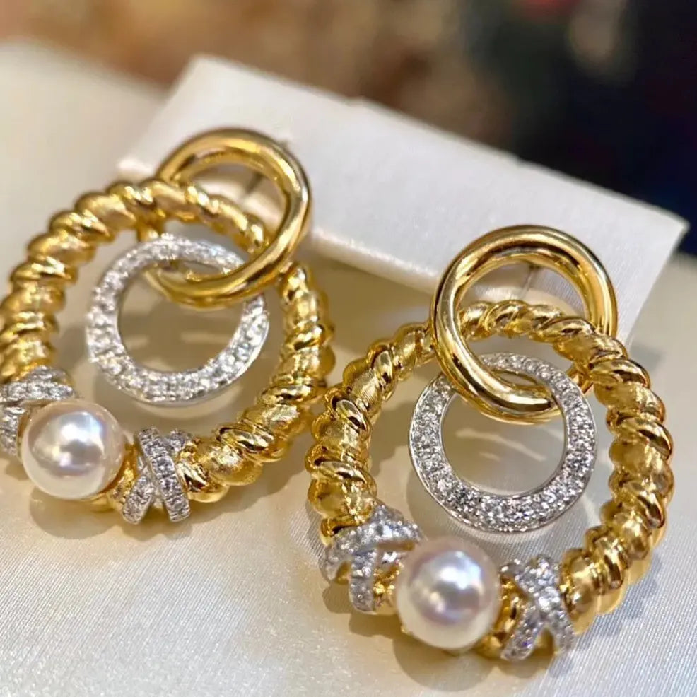 Twisted Thread Circle Drop Earrings Gold Metal Zinc Alloy Women's Jewelry