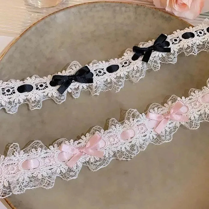 Elegant White Lace Bowknot Cotton Choker Necklace for Women Girls Jewelry