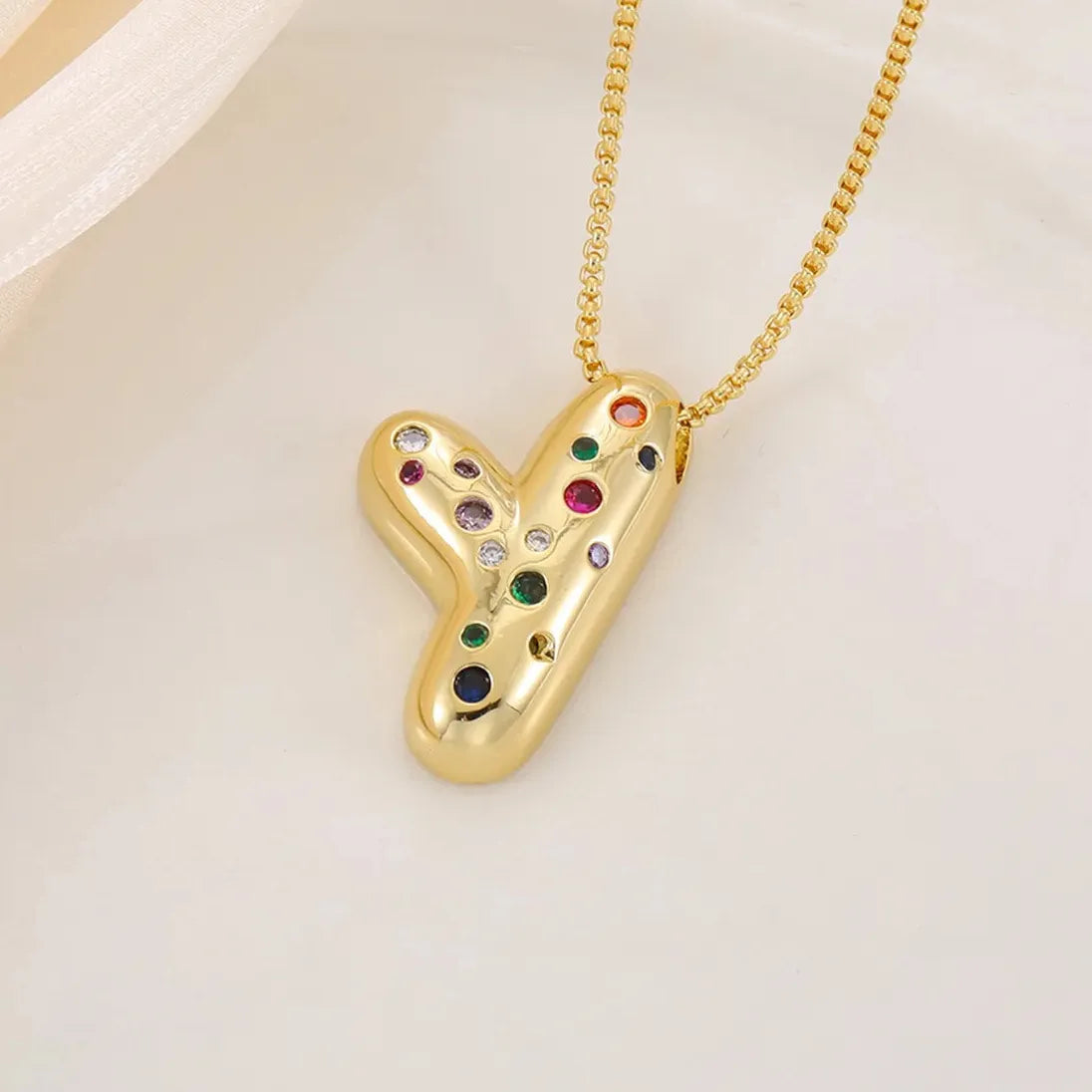 18K Gold Plated A-Z Letter Pendant Necklace for Women Gift Cubic Zirconia