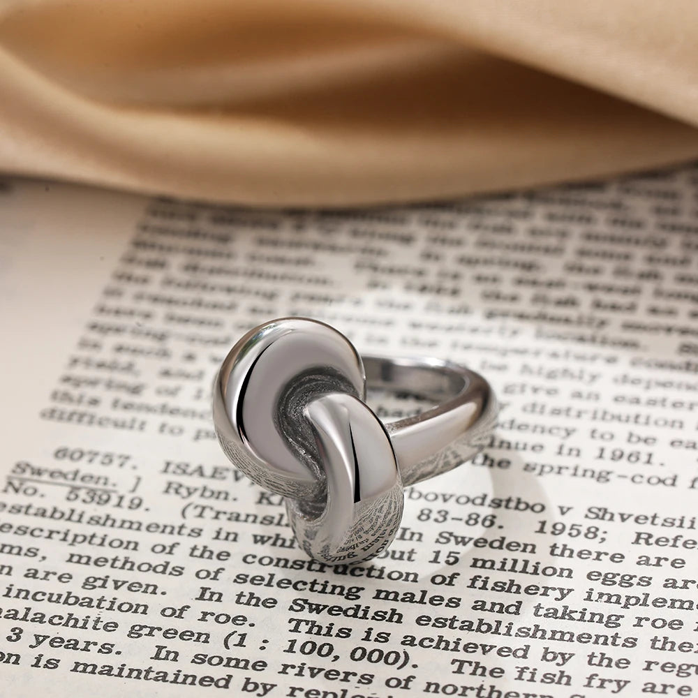 Silver Color Copper Geometric Hammered Dome Chunky Knuckle Ring for Women