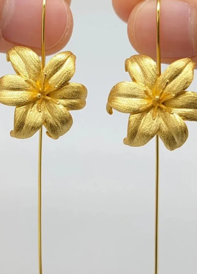 Leaf Flower Design Long Drop Earrings for Women Zinc Alloy Cubic Zirconia Jewelry