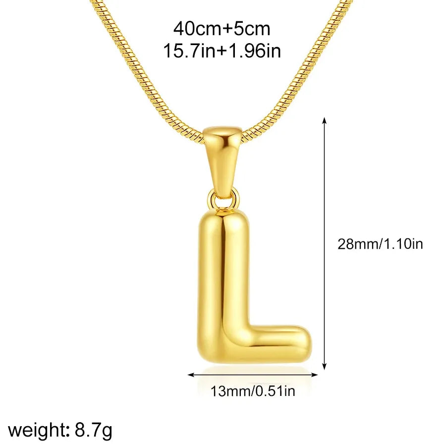 18k Gold Plated Stainless Steel Alphabet Initial Pendant Necklace A-Z for Women
