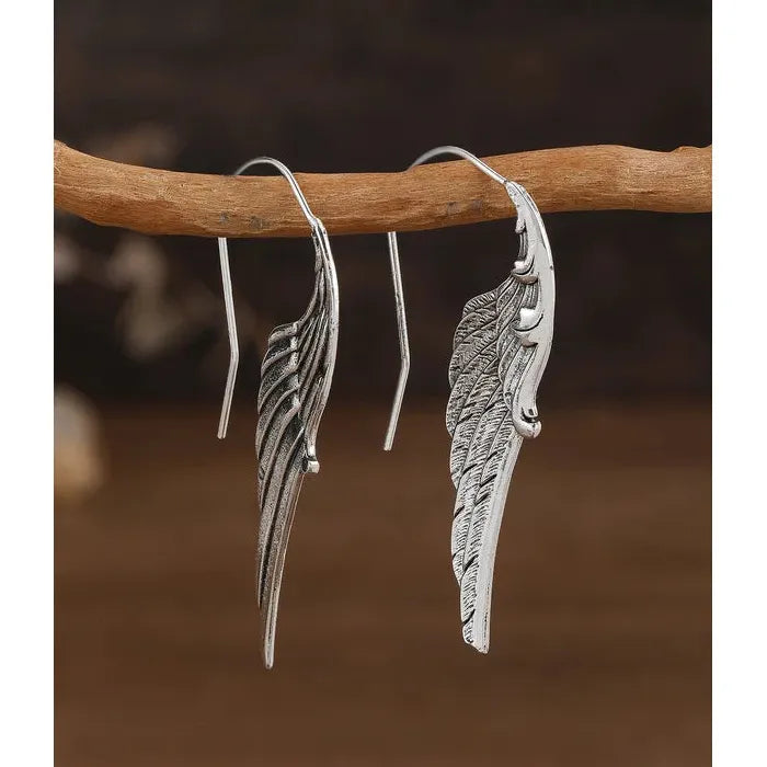 Vintage Angel Wings Feather Earrings Zinc Alloy Pendant Fashion Gift for Women