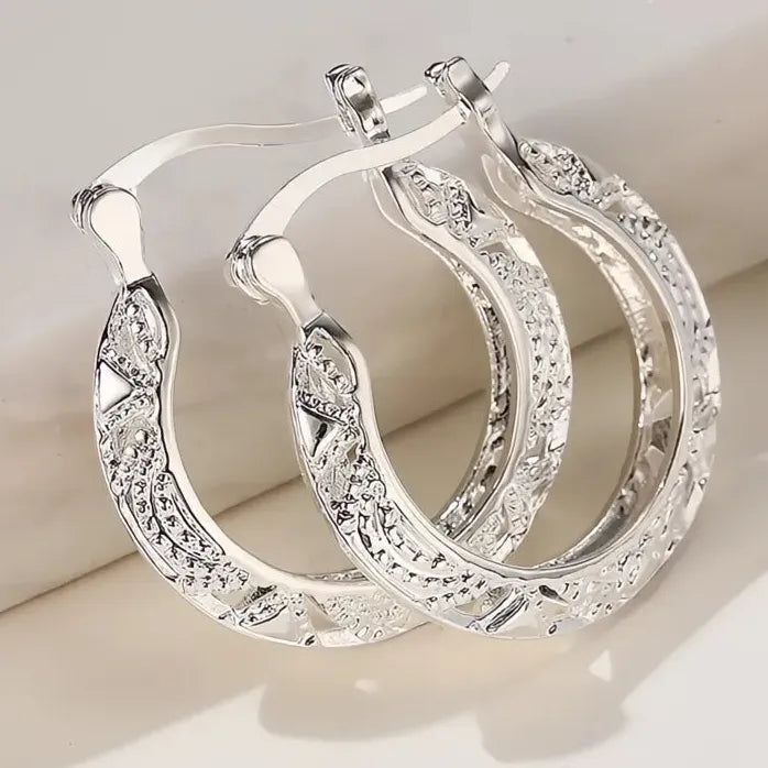 Geometric Hollow Out U Shape Hoop Earrings for Women Fashion Jewelry