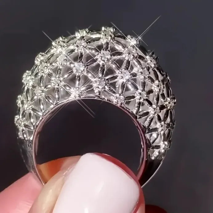 Luxury Women's Geometric Cubic Zirconia Wedding & Party Ring