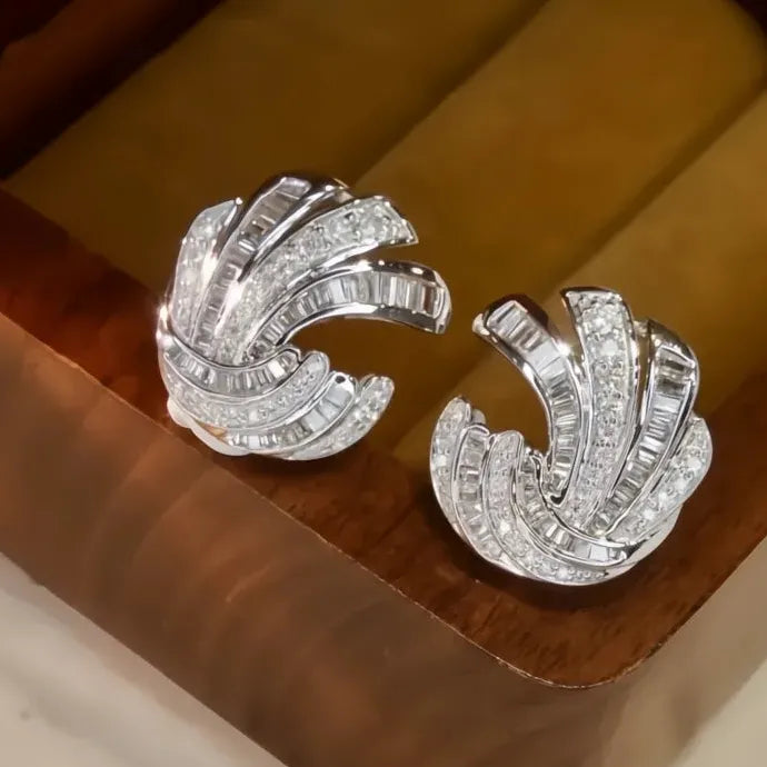 Geometric Cubic Zirconia Stud Earrings for Women 2023 Copper Alloy Fashion